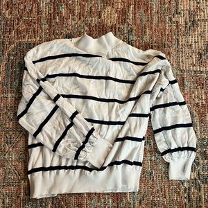 Large navy and white striped sweater